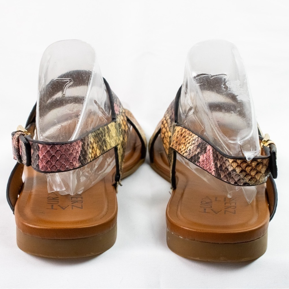Naturalizer Multi Snake Leather Strap Open Toe Flat Slingback Women Sandals Sz 7 - Picture 9 of 9